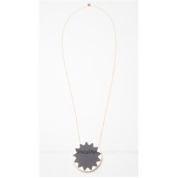 House of Harlow 14 kt Gold Plated Black Leather Sunburst Pendant Necklace