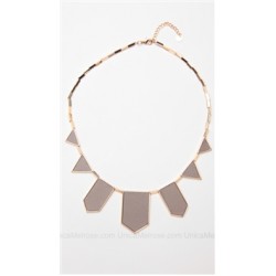 House of Harlow 14 kt Gold Plated Khaki Leather Station Necklace