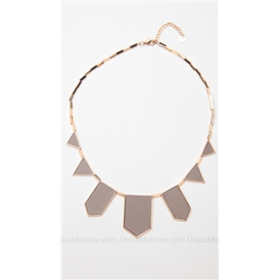 House of Harlow 14 kt Gold Plated Khaki Leather Station Necklace