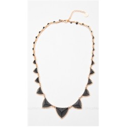 House of Harlow 14 kt Gold Plated Pyramid Station Necklace with Black Resin