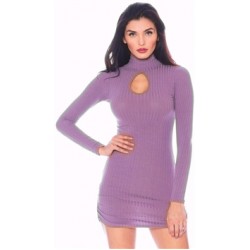 Nicole Andrews Lilac 'Forever' Ribbed Peekaboo Mini Dress