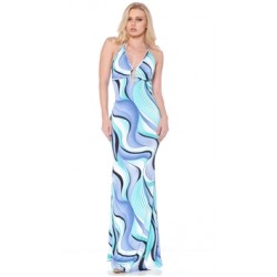 Nicole Andrews Collection Blue Swirl 'Malibu' Maxi Dress