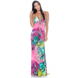 Nicole Andrews Collection Pink Peacock 'Malibu' Maxi Dress