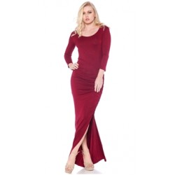 Nicole Andrews Collection Wine 'Forever' 3/4 Sleeve Maxi Dress