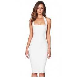 Nookie White 'Boulevarde' Halter Midi Dress