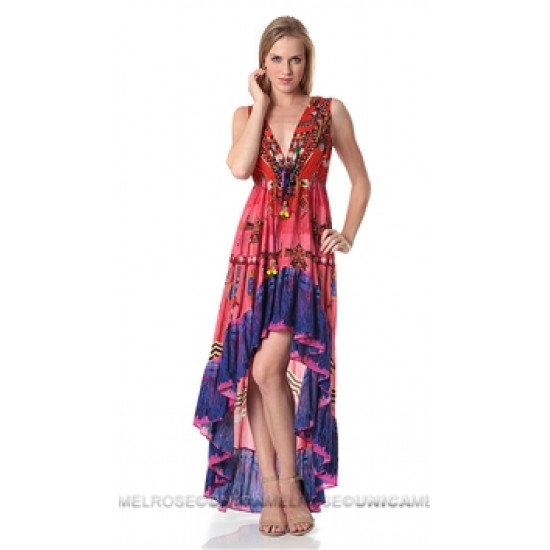 Parides Red Navajo High Low Dress