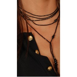Sharon K Onyx Necklace w/ Black Semiprecious Stones