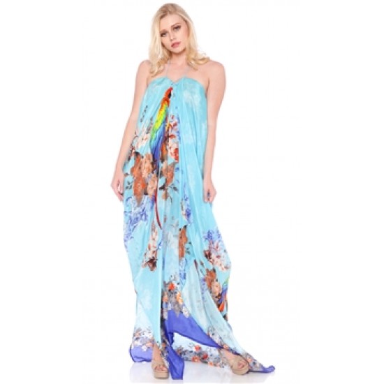 Parides Azure \'Parrot\' Long 3 Ways To Style Kaftan