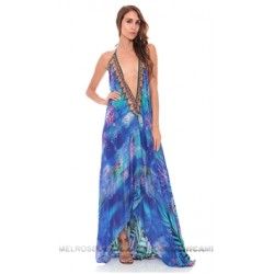 Parides Amazonia Exotic Royal Blue Tropical Print 3 Way Dress