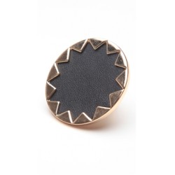 House of Harlow 14 kt Gold Sunburst Cocktail Ring with Black Leather
