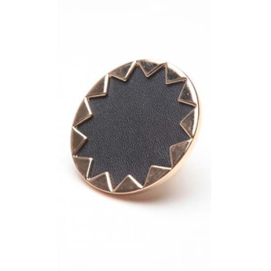 House of Harlow 14 kt Gold Sunburst Cocktail Ring with Black Leather