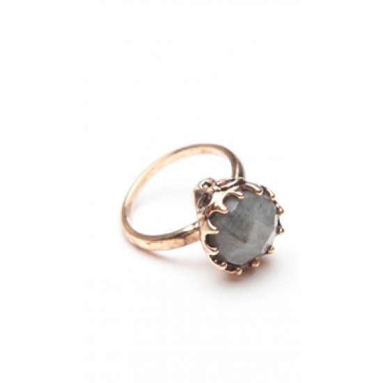 House of Harlow 14 kt Gold Plated Skull Cocktail Ring with Labradorite Stone