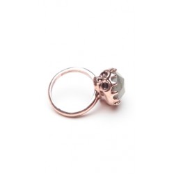 House of Harlow 14 kt Rose Gold Plated Skull Cocktail Ring with Labradorite Stone