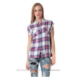 Rails Sleeveless White/Fuchsia Britt Button Down