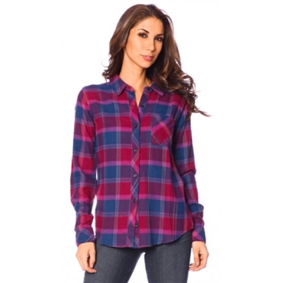 Rails Merlot & Indigo Danielle Long Sleeve Button Up