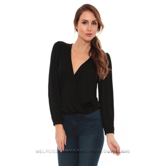 Lovers + Friends Black Wrap Top