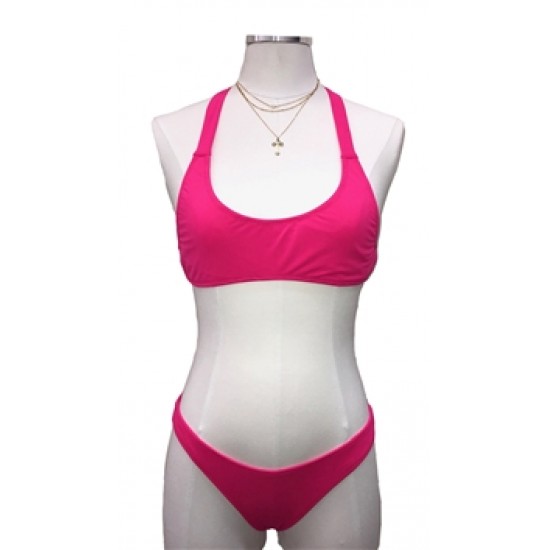 SALTY Neon Pink Knit Bathing Suit