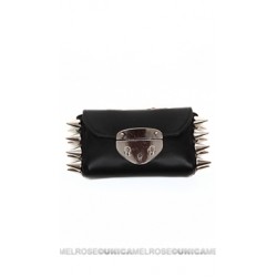 Ventidue Black Guilietta Leather Silver Studded Convertible Clutch