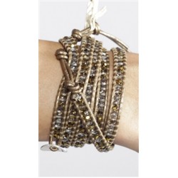 Chan Luu Gold Leather Bracelet with gold stones